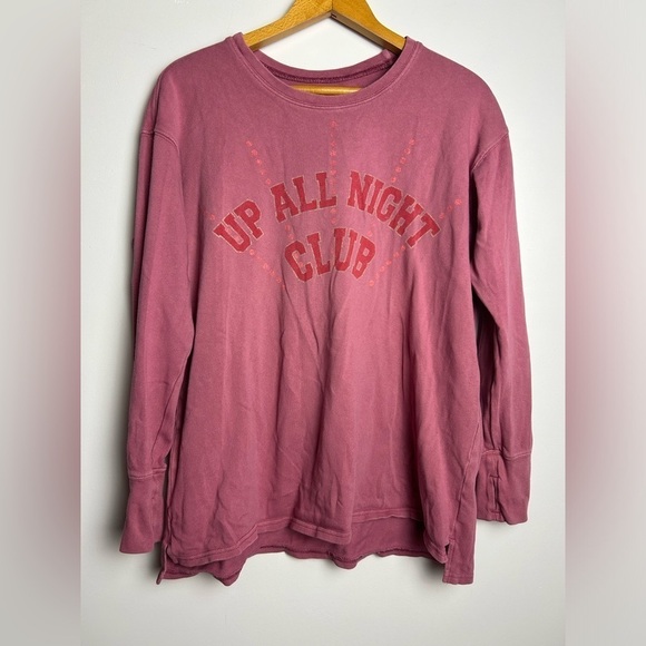 Ofline By Aerie Up all night Club Long Sleeve Sweatshirt Size S oversized - Picture 2 of 10